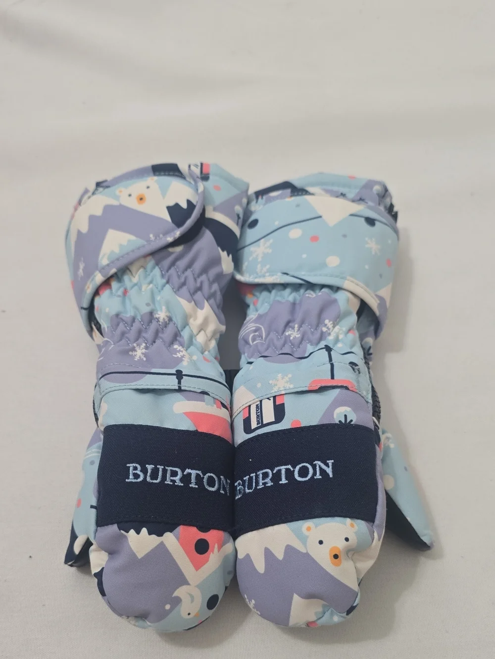 Burton Light Blue Patterned Kids Snow Mittens 3/4T